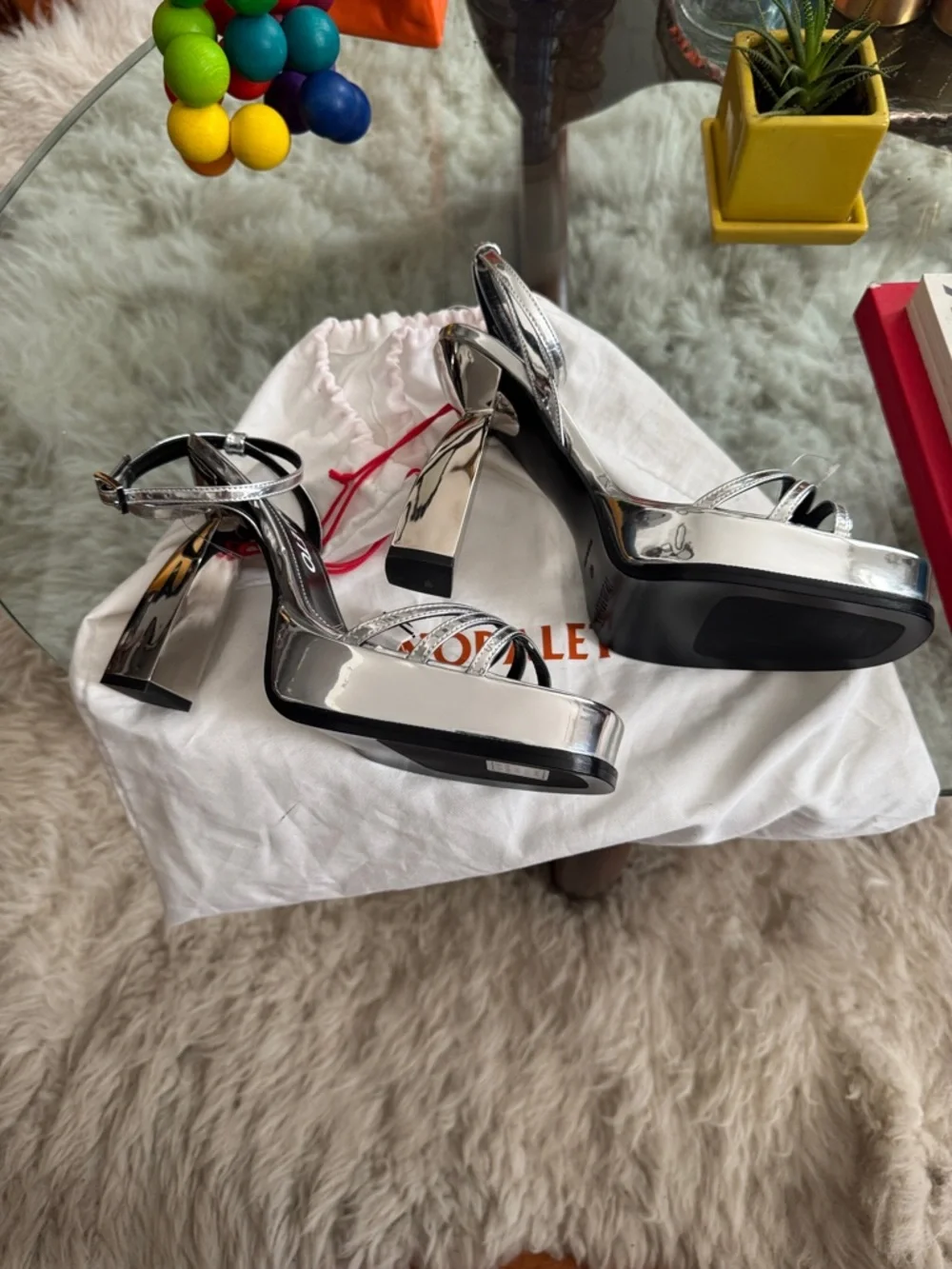 Nodaleto Angel F Metallic Silver Sandals Heels